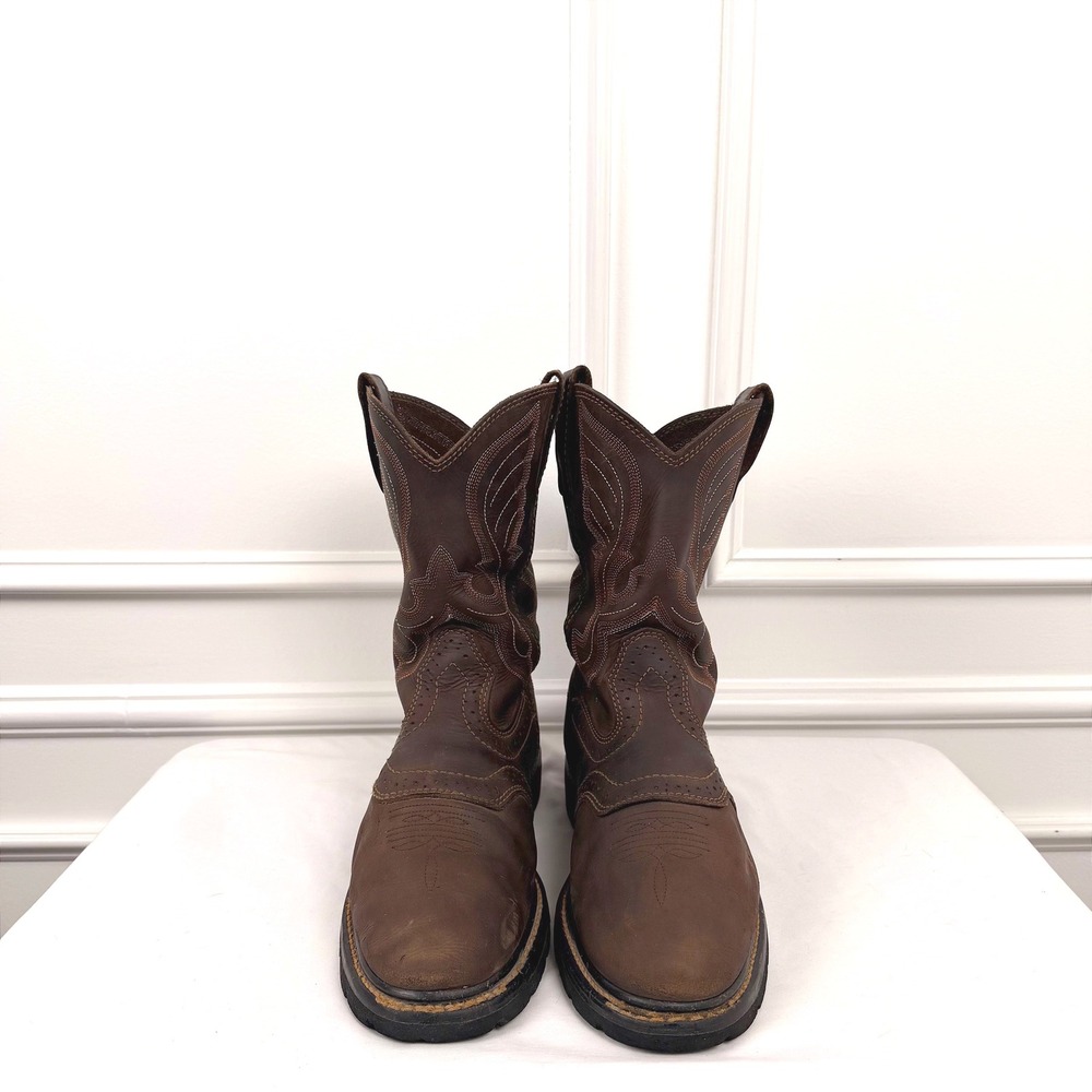 Cody James Mens Western Work‎ Boot Soft Toe Bark Brown Leather C9RR2 Size 9D
